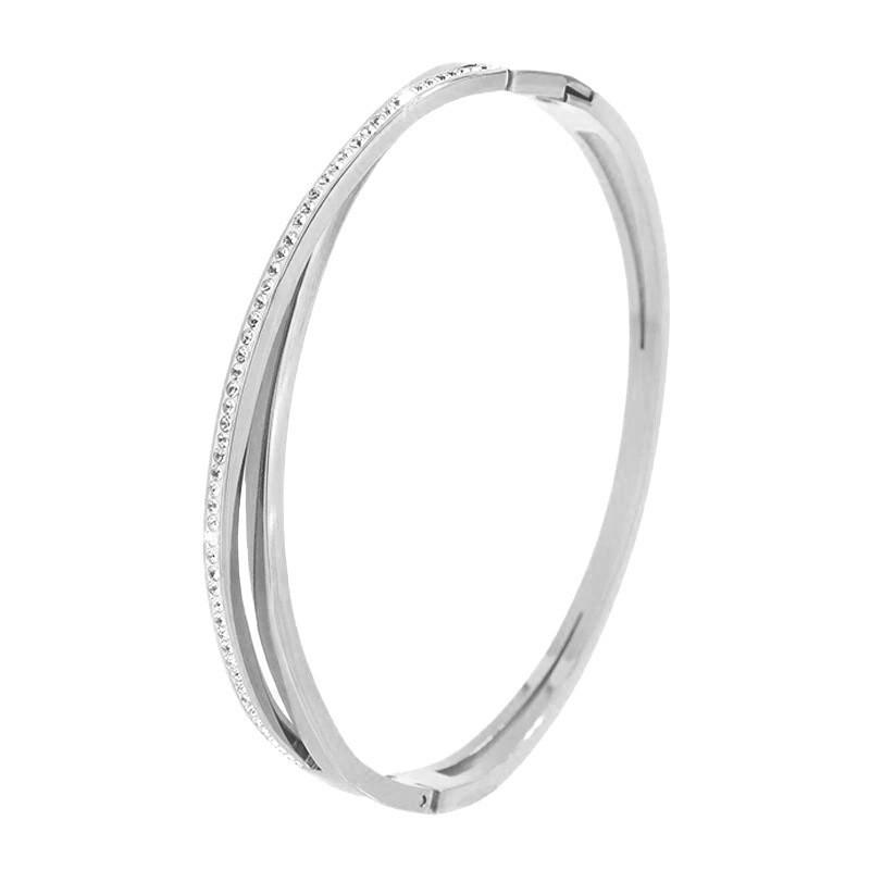 Starry Sky Full Diamond Titanium Steel Bracelet – Versatile, No-Fade Silver Women's Fashion Accessory