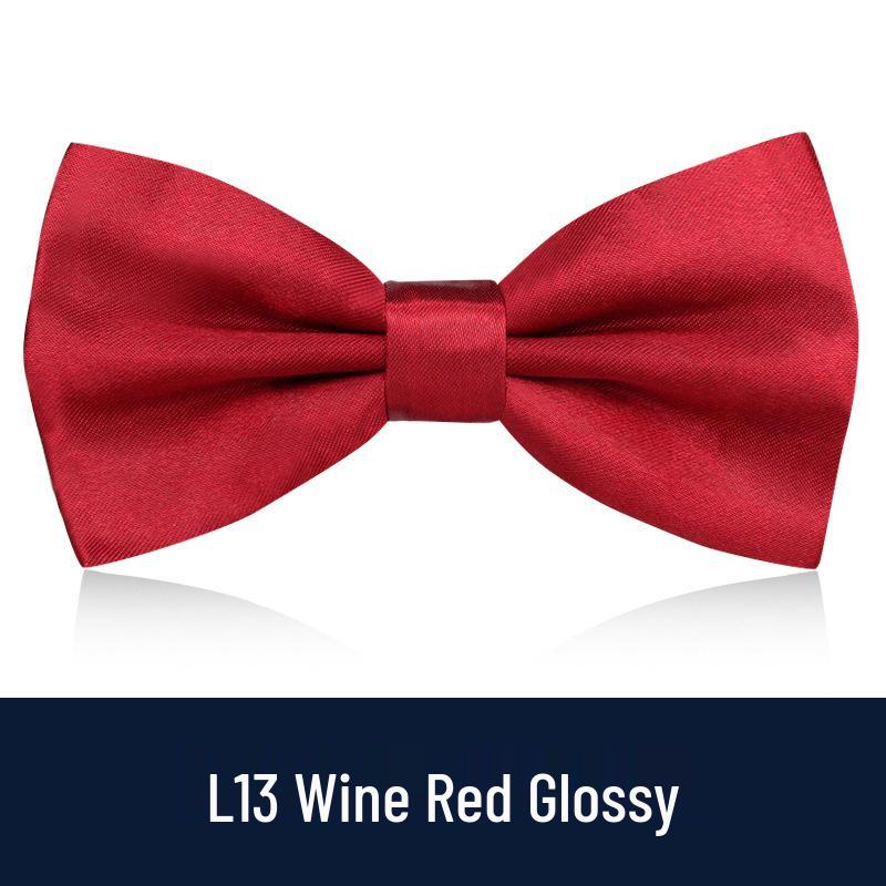 Men's Burgundy & Black Bow Tie for Weddings - British Korean Style