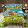 Funny Cartoon Animal Bedspread Queen/Full Kawaii Elephant Panda Coverlet Reversible Grey Quilted Bedding Set For Kids Teen Room