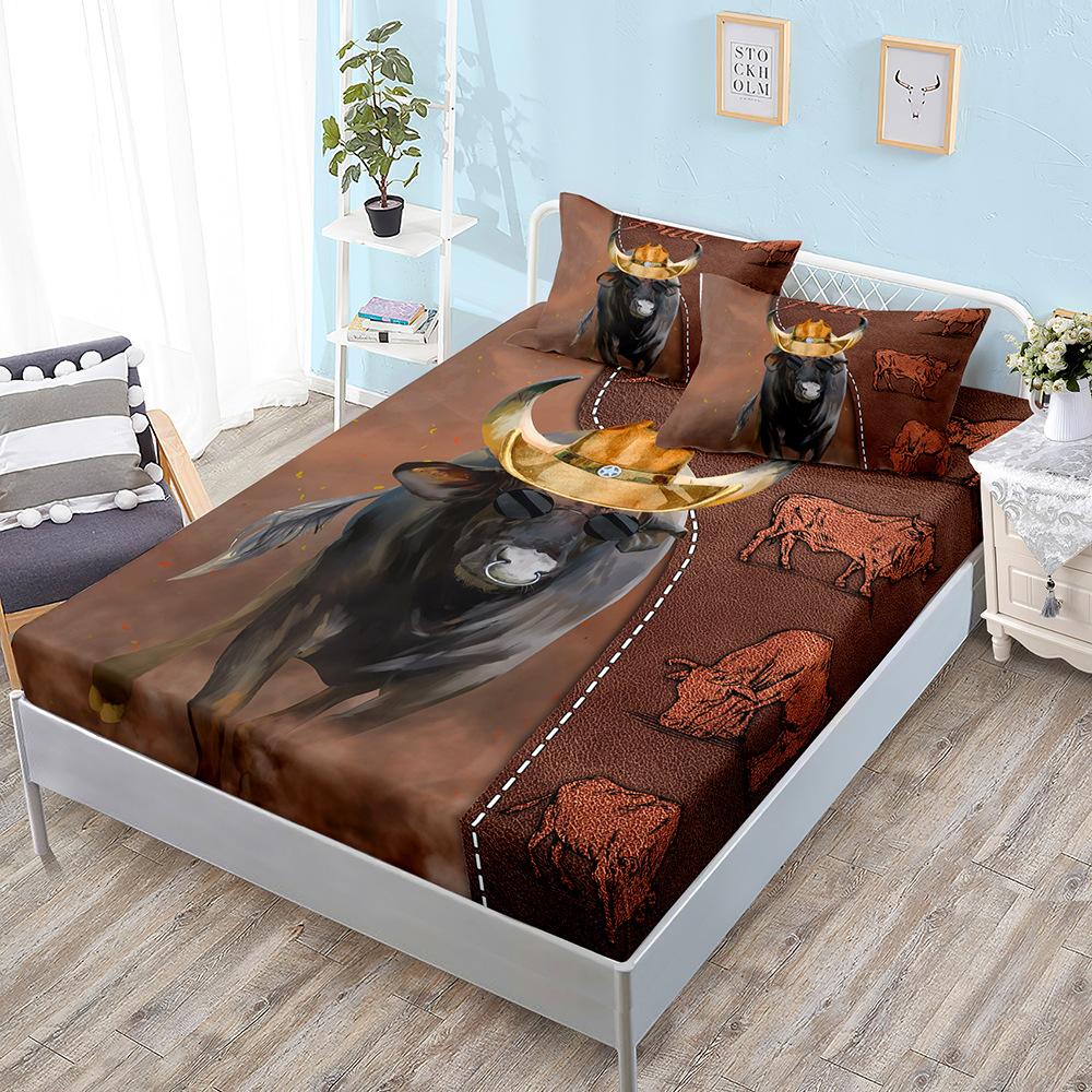 Животная текстура Корова Лошадь Комплект матраса Матрас Набор из трех предметов Покрывало Наволочка Защитный чехол для матраса