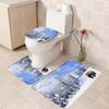 Winter Forest Snowy Bathroom Rug Set Christmas Gift White Ice Bear Christmas Tree Happy New Year Bath Mat Toilet Mat Toilet Deco