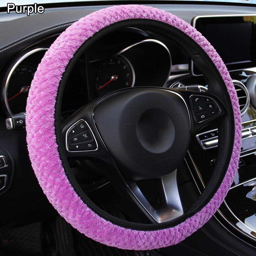 Auto Decoration Anti-Slip Protection Warm Plush Pearl Velvet Soft Car Steering Wheel Cover