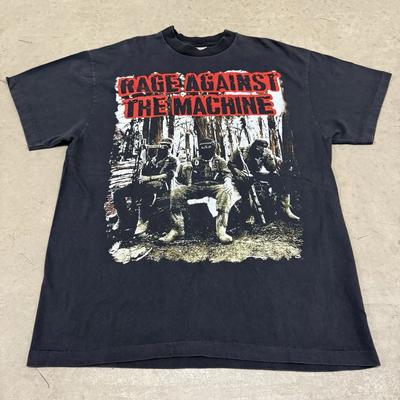 Винтажная футболка группы Rage Against The Machine Euro Tour 1996 Размер XL РЕПРИНТ