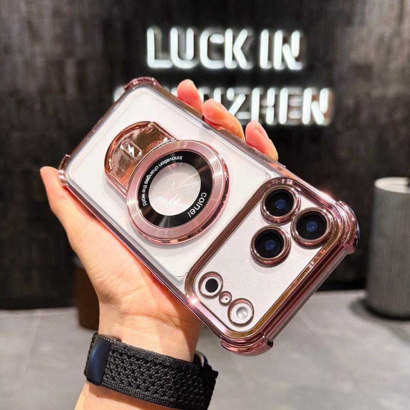 Магнитный чехол для Xiaomi 15T Pro 14T 17 13T Redmi 15 15C 14C 13 K90 Подставка Держатель Тележки Противоударный Роскошный Мягкий Прозрачный Чехол Задняя Крышка