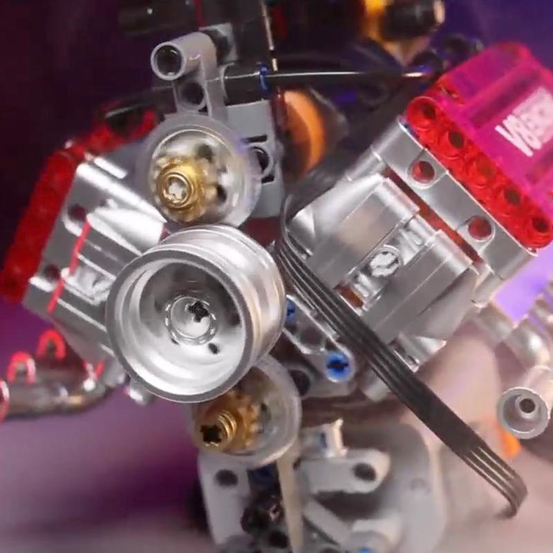 Двигатель V8 Моторизованная Симуляция Кирпичная Модель Электрический Привод Строительные Блоки Технические Детали Автомобиля Креативные Игрушки Подарки Дети Взрослый