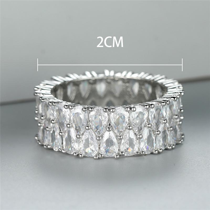 Модное серебряное кольцо с большим широким двухрядным кольцом из белого камня, роскошное обручальное кольцо с любовью, винтажные свадебные кольца с каплей воды