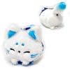 Fluffy Rolling Fox Mascot Plush Toy, Cute Character Merchandise, Approx. 9cm (Hydrangea (Light Blue Smiling Face))