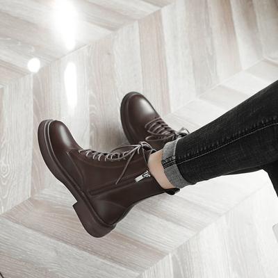 Обувь со шнурками, женские ботильоны в стиле панк, байкерские коричневые боевые короткие туфли для женщин, на шнуровке, из искусственной кожи, стильные, популярные