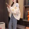 Autumn and Winter Flower Heavy Industry 3D Embroidery Sweet Knitted Sweater Women Cardigan Loose Short Top Sweater Female Coat