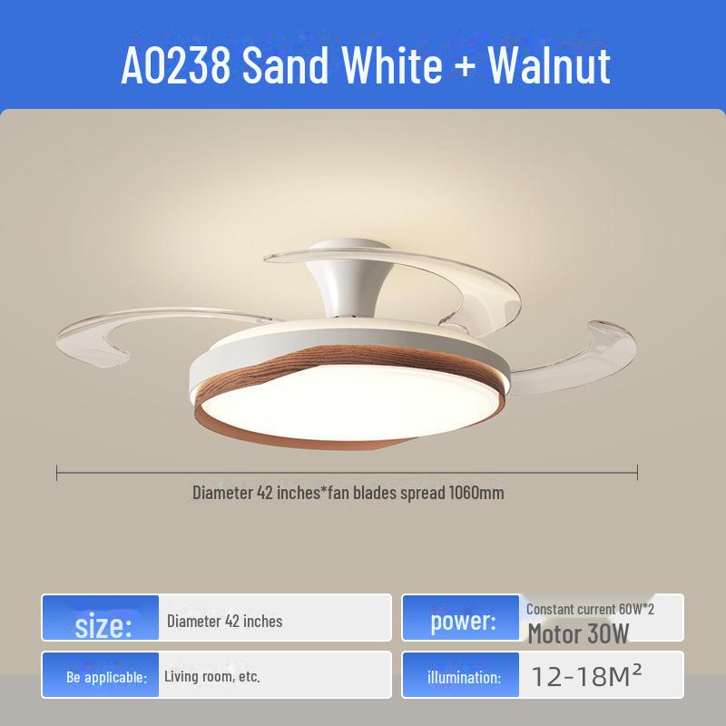 Современный потолочный вентилятор из орехового дерева с интеллектуальным преобразованием частоты для гостиной и столовой