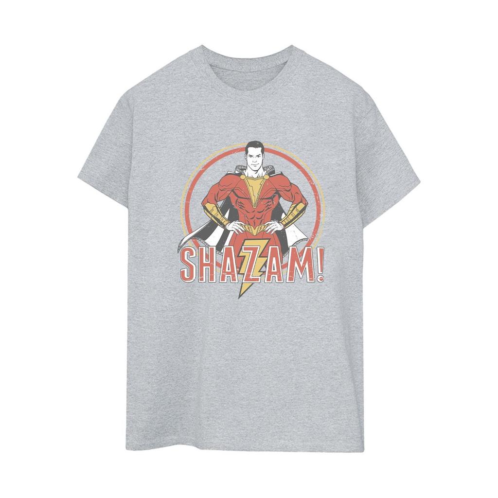 DC Comics Womens/Ladies Shazam Retro Circle Distressed Cotton Boyfriend T-Shirt