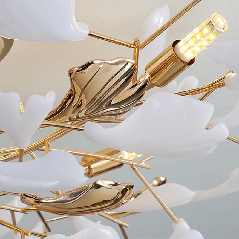 Постмодернистский дизайнерский роскошный потолочный светильник в виде листьев гинкго для гостиной, спальни, потолочная люстра, светильник для освещения интерьера столовой