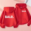 BALR. Толстовка с принтом букв на молнии для детей – Стильный повседневный свитшот/куртка для мальчиков и девочек (Возраст 3–12 лет), Утолщенная версия для осени и зимы