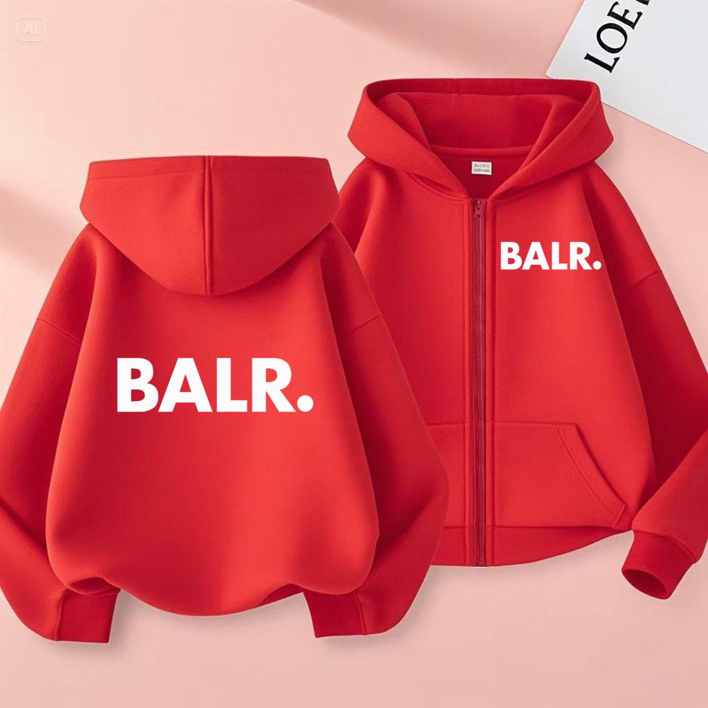 BALR. Толстовка с принтом букв на молнии для детей – Стильный повседневный свитшот/куртка для мальчиков и девочек (Возраст 3–12 лет), Утолщенная версия для осени и зимы