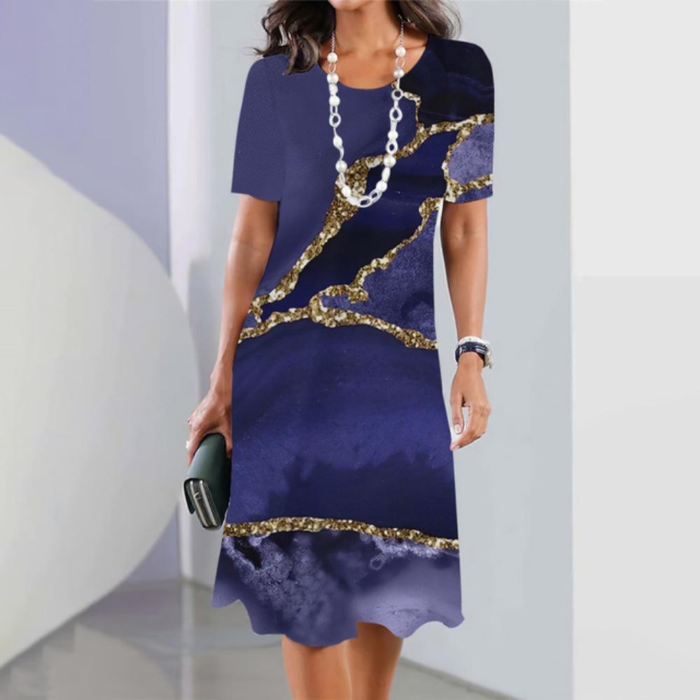 Женские платья Винтаж Текстурированный принт Топ с коротким рукавом Модная юбка Летние свободные платья Y2k Женская повседневная одежда