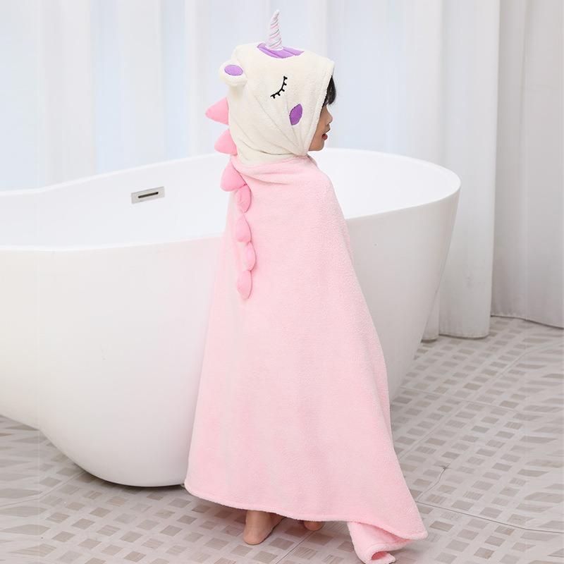 Cartoon Baby Bath Towels Hooded Towel Toddler Bathrobe Warm Coral Fleece Sleeping Swaddle Wrap for Boys Girls Bath Cloak