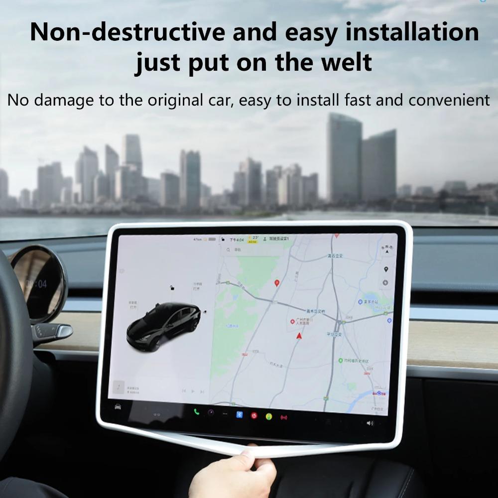 Для Tesla Model 3 Y силиконовая защитная накладка Центральное управление навигационный экран Защитная рамка автомобильные аксессуары