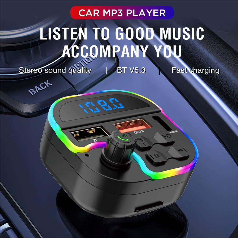 Автомобильный Bluetooth-плеер Автомобильный MP3-плеер 3,1 А Быстрая зарядка Окружающий свет Автомобильный Type-C Свет MP3-аксессуары Цветной BT U1O0