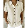 1116 European and American summer new casual and comfortable button-up cotton and linen women's short-sleeved shirt