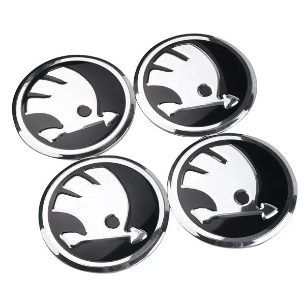 Car Sticker Skoda 2026 Hot 4PCS 56mm Aluminium Alloy Auto Car R Wheel Hub Center Caps Emblem Sticker For Skoda Octavia A7 Rapid 