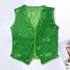 Irish St. Patricks Day Vest Sequin Waistcoat V Neck Sleeveless Unisex Party Holiday Performance Festival Wear Matching Shirts T-Shirts Vest