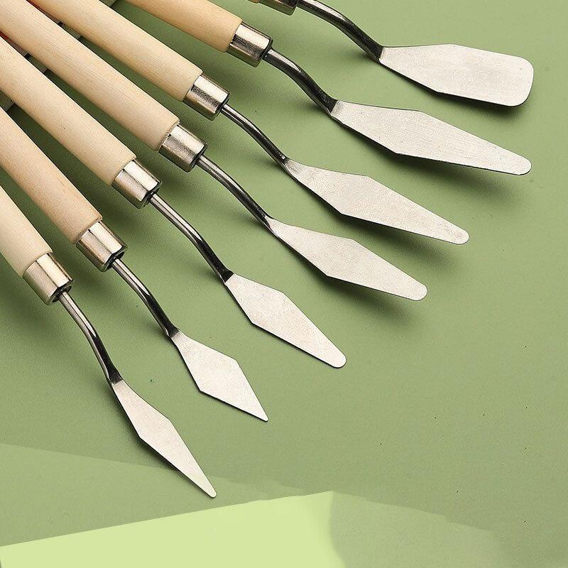 7 PC Stainless Steel Oil Painting Knife Art Crafts Water Knife Palette Knife Oil Painting Mixing Knife Scraper Art Tools LXY