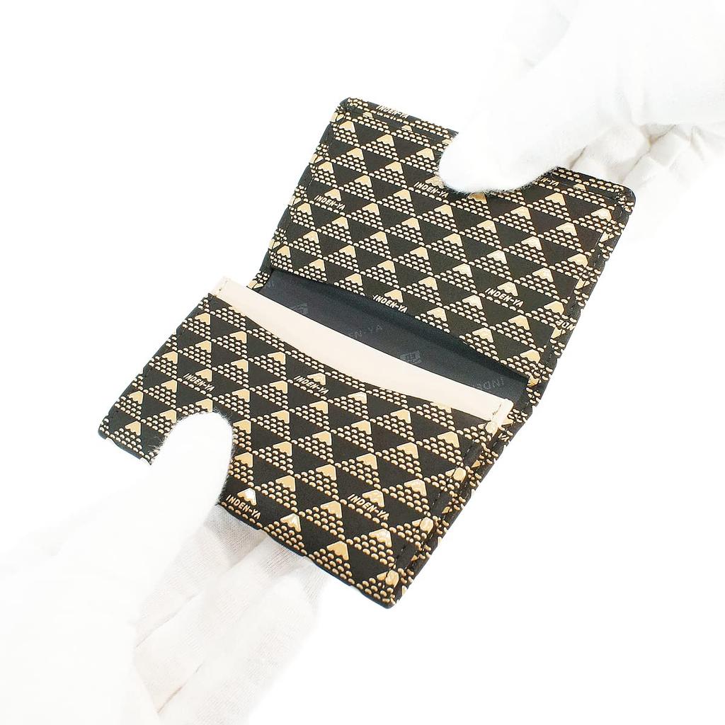 Визитница Inden большой емкости из оленьей кожи Takane Fuji Pattern черный с белым лаком [Indenya] Mt. 2804-11