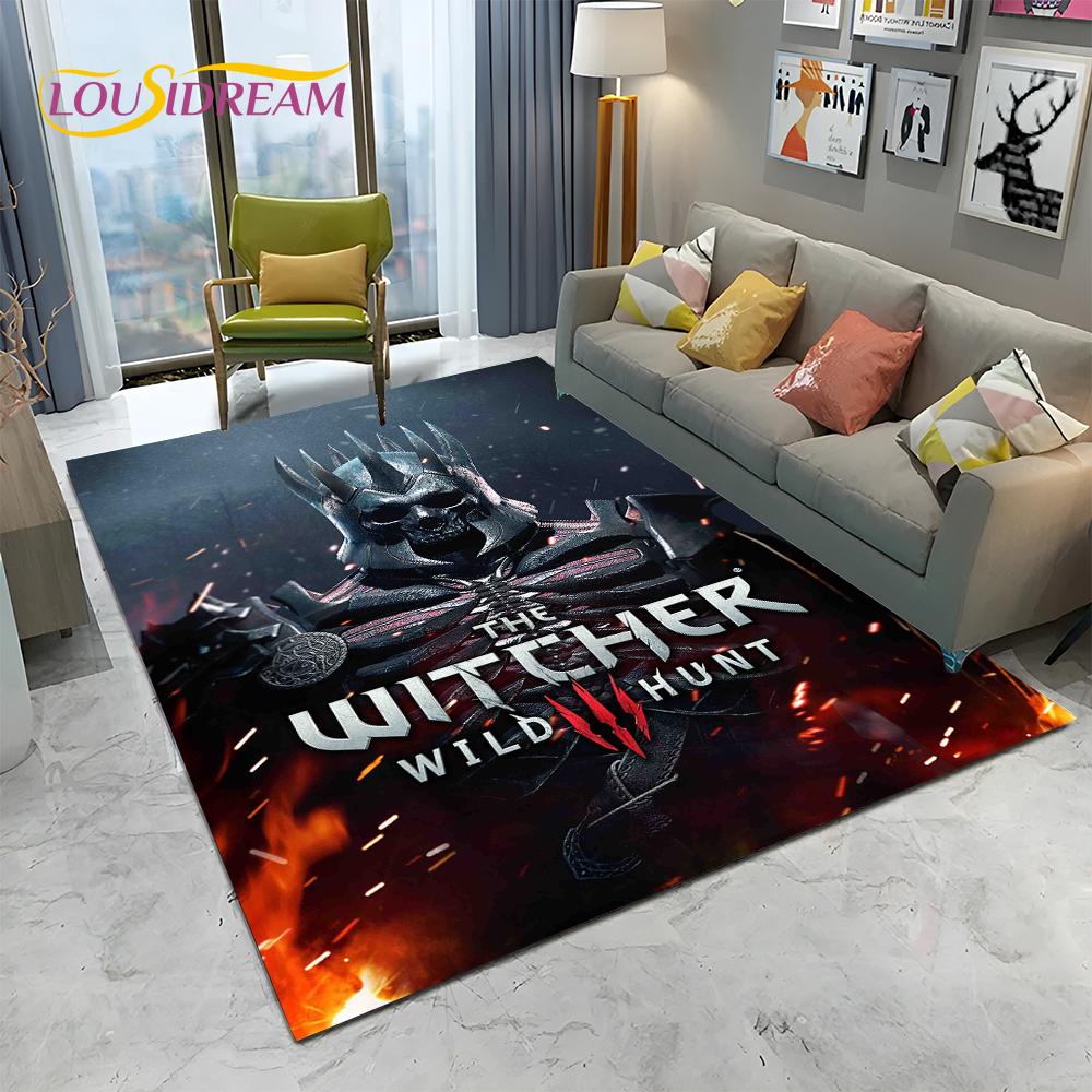 3D Ковер с изображением Геральта из Ривии (W-Witcher Games) для Геймеров, ТВ-Мультфильмов, для Дома, Гостиной, Спальни, Дивана, Прихожей, Декор, Детский Ковер, Нескользящий Коврик для Пола