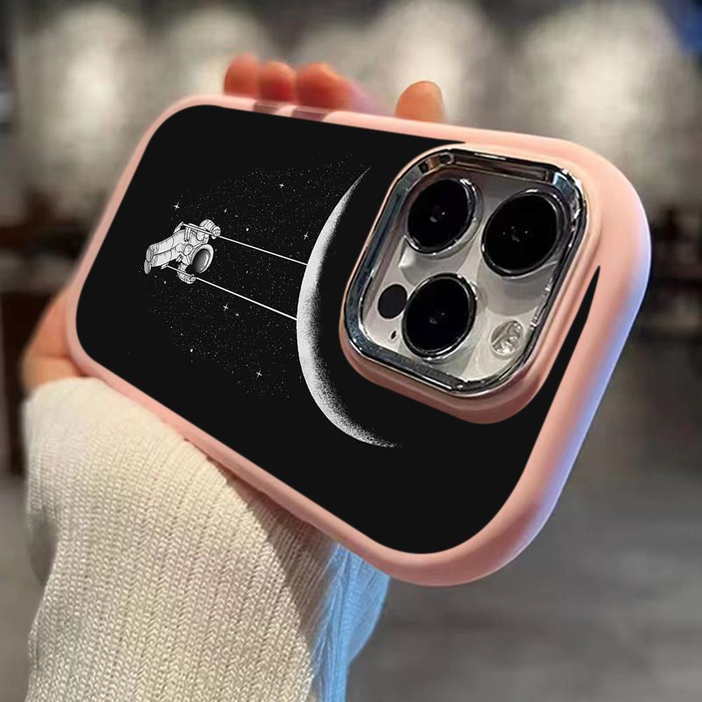 Чехлы для телефонов Ae97 Space Moon Astronaut Black art для Samsung A13 A32 A53 A54 S24 FE S23 Ultra Infinix Hot 40i Huawei с металлической защитной задней крышкой для камеры