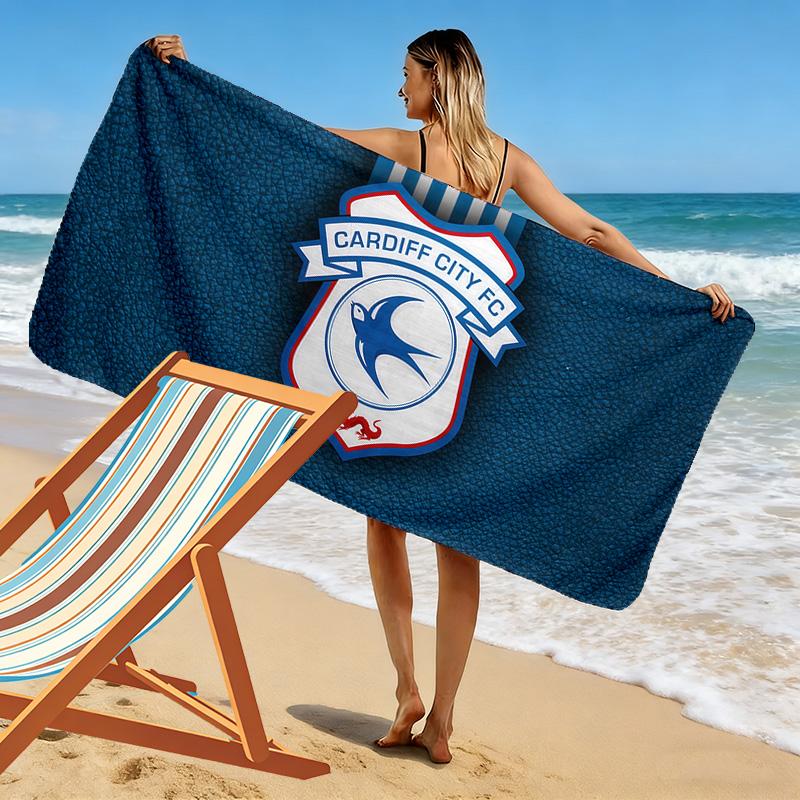 Cardiff City F.C. Полотенце для пляжа с принтом, большое, мягкое, быстросохнущее, для пляжа, кемпинга, плавания
