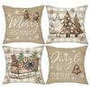 1pc/4pcs Christmas Cheer: Merry Gingerbread, Tree, Sleigh & Jingle All The Way Pillow Covers Sofa Cushion Cover Home Decoration