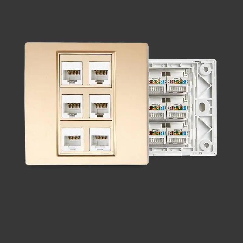 Depoguye Grey настенная розетка RJ45 стандарта ЕС, сетевой модуль CAT5, 6-портовый разъем для сетевого кабеля, выход сетевого интерфейса