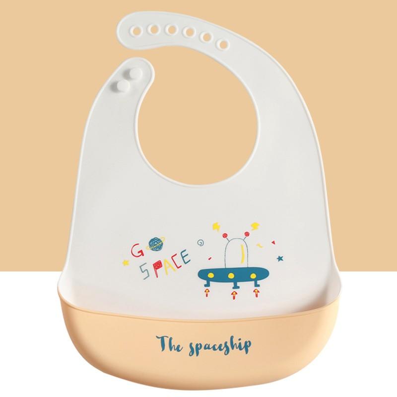 Waterproof Soft Silicone Baby Feeding Stuff Cartoon Print Adjustable Children Kids Bibs