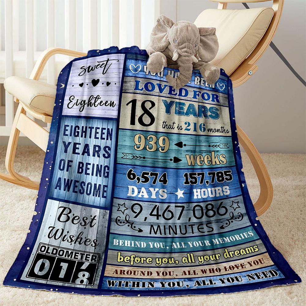 1pc Sweet 18th Birthday Celebration blanket Soft and Warm for Sofa Office Camping Travel Livingroom Great Gift for Friends and Family Comfortable