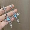 1Pair  Trend Cross Moonstone Dangle Earrings For Women Girls Irregular Cross Drops Earrings Jewelry Accessories Gifts