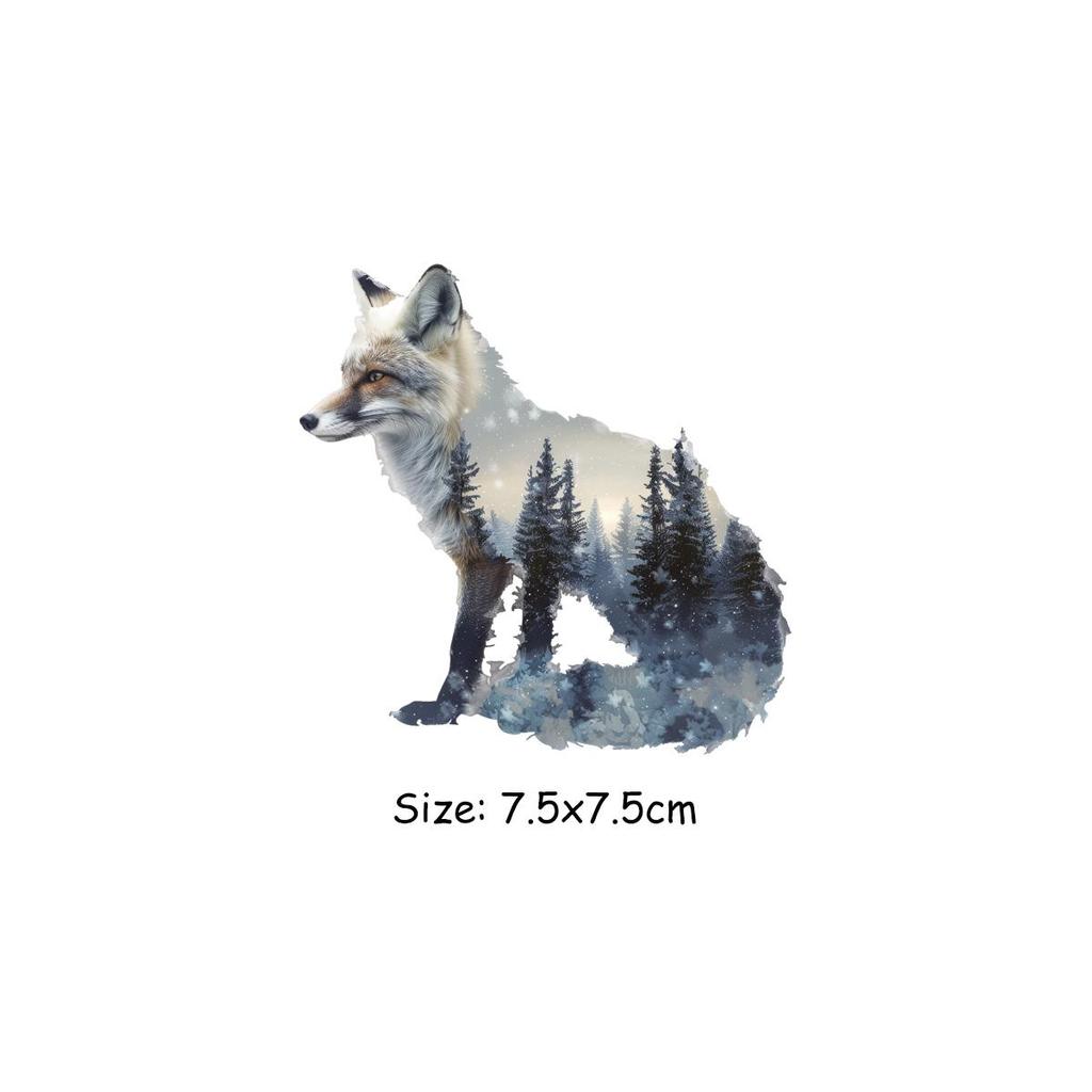 Творческие животные с пейзажем Термоперевод Винил Лесные животные Parches Ropa Футболки Толстовки Сделай Сам Одежда Наклейки Пользовательские