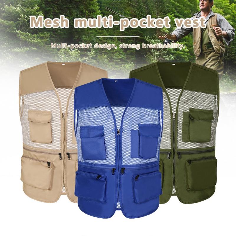 Outdoor Fishing Vest Fish Vest Quick Dry Hunting Vest Fishing Travel Vest Breathable Multi-Pocket Mesh Jackets