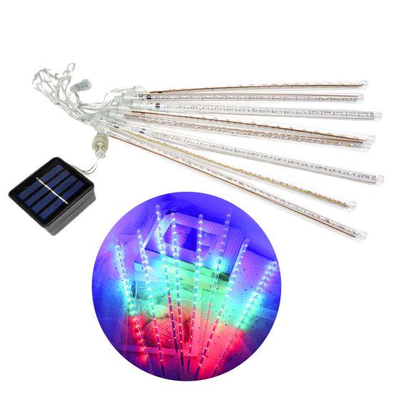 Светодиодный метеорный дождь, 8 лампочек, бусины, 144 солнечных батарей, уличный декор рождественской елки