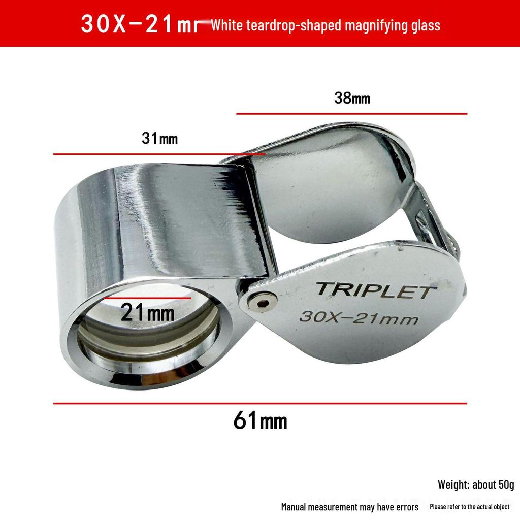 Foldable 10x/20x Anti-Slip Magnifier - Water Drop Shape for Jewelry & Antiques