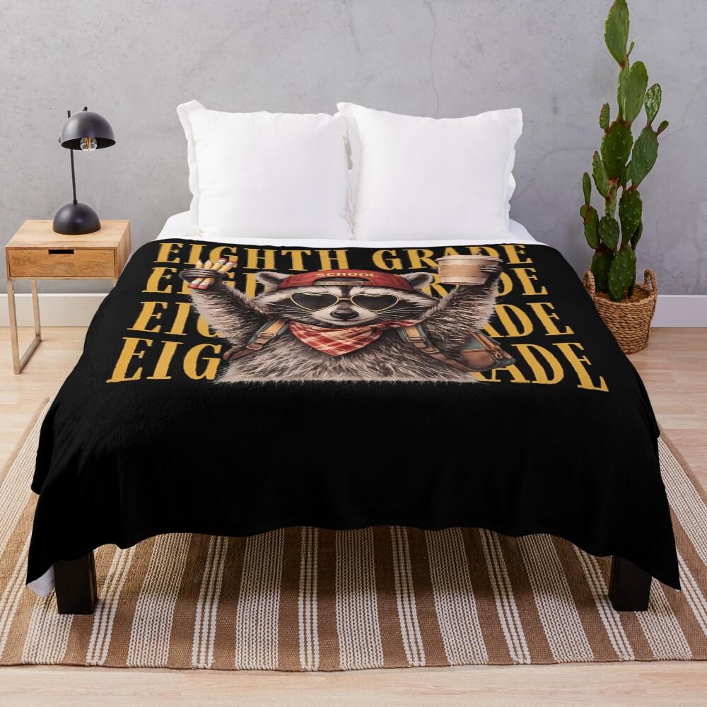 Funny Sixth Grade Teacher Feral Raccoon Back To School Throw Blanket