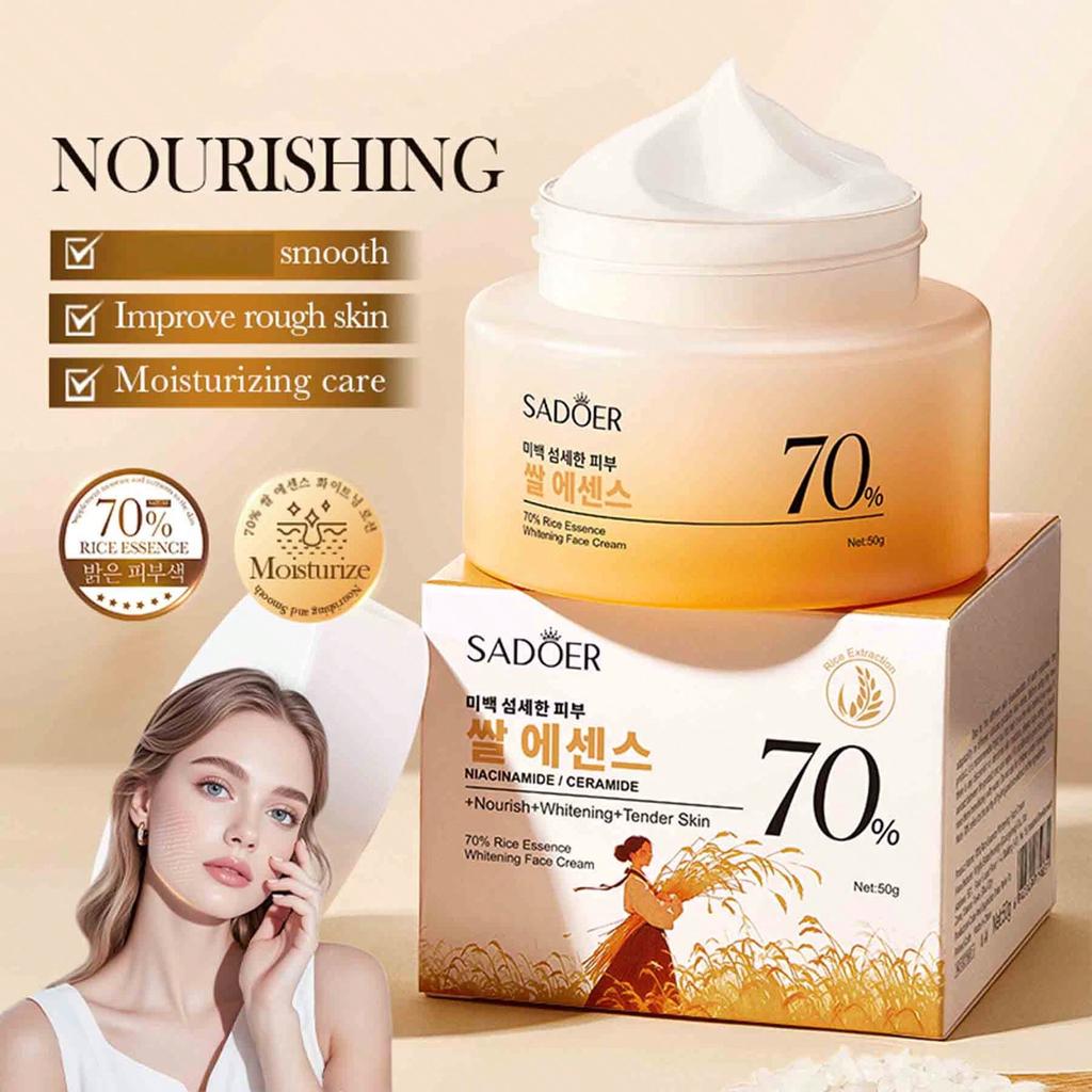 70 Rice Whitening Cream Brightens Dull Skin Moisturizes and Evens Complexion for a Radiant Glow
