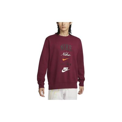 Nike Клубная флисовая флисовая повседневная толстовка с круглым вырезом и длинным рукавом в американском стиле, мужская толстовка Team-Red FN2611-677