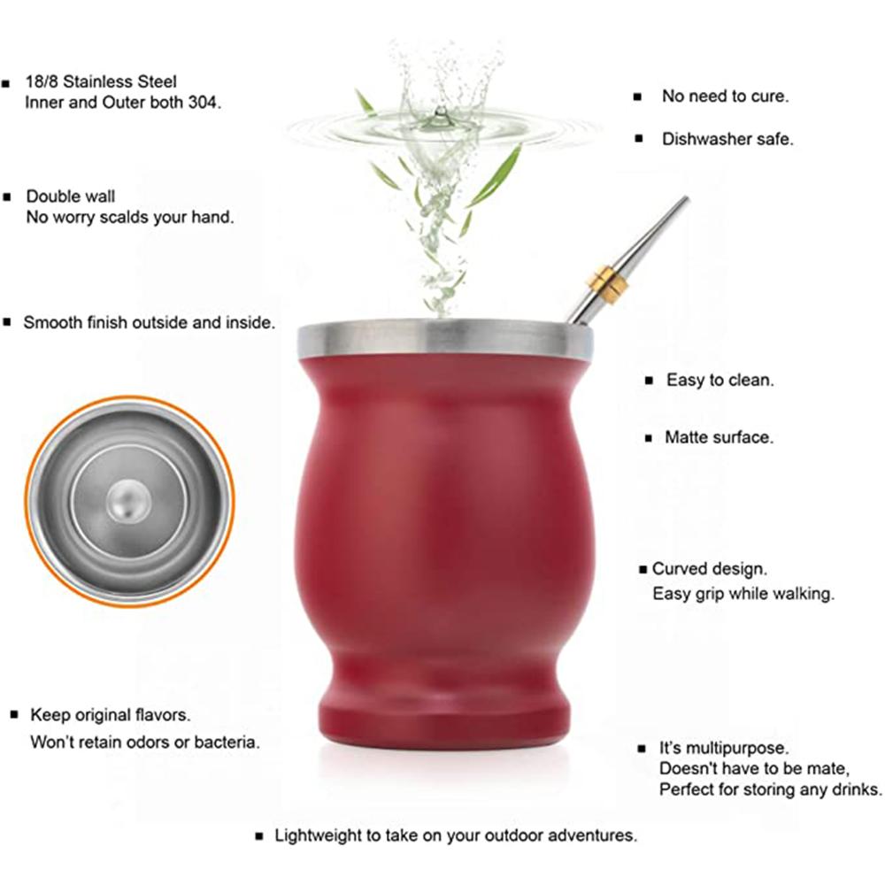 Steel Cleaning Brush Easy to Clean Yerba Mate Gourd Set Mate Tea Cup Bombilla Straw Yerba Mate Cup