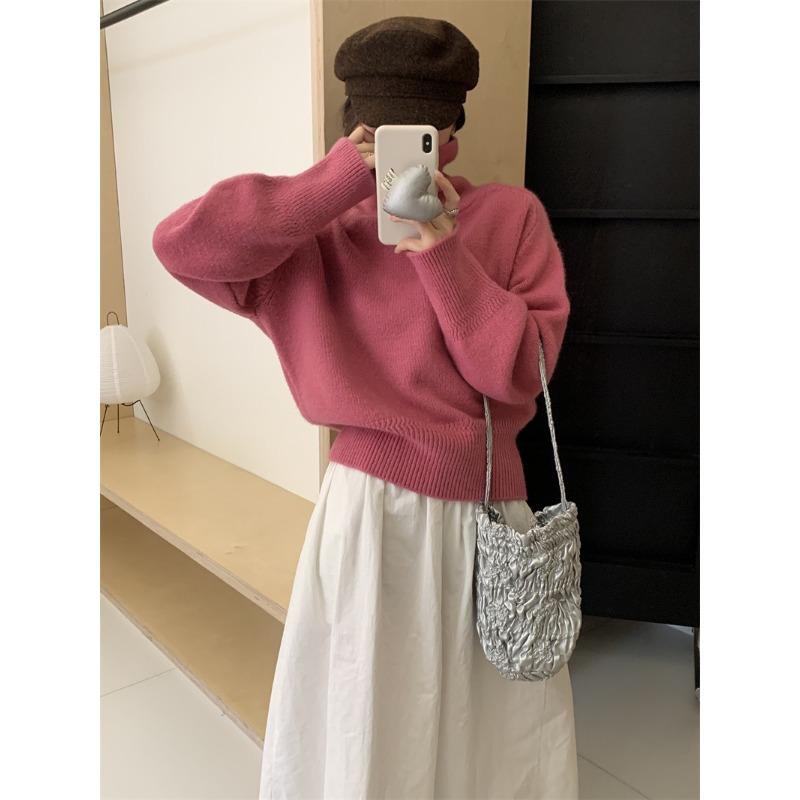 VEZFAA Женская мода повседневная осень-зима однотонный принт длинный рукав высокий ворот свитера