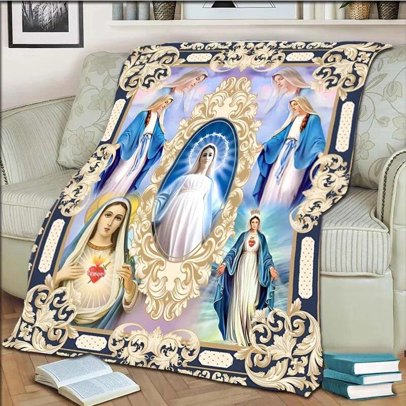 Одеяло с Девой Марией и Иисусом для офиса, дома, пешего туризма, пикника, толстое одеяло, модное покрывало, фланелевое одеяло, пледы