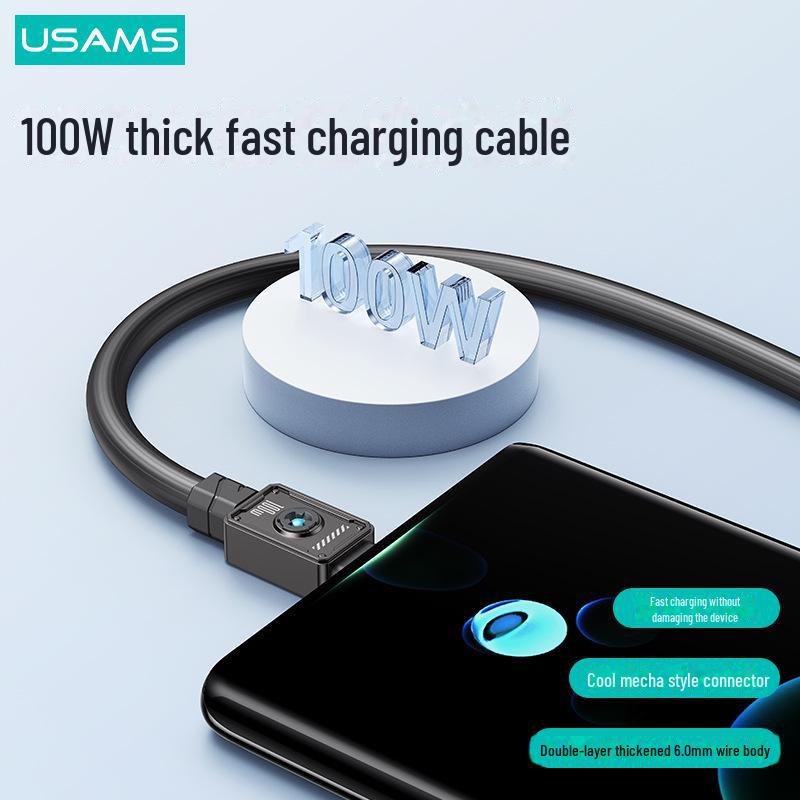 Кабель USB Type-C для сверхбыстрой зарядки USAMS PD 100 Вт для Apple 15 и Huawei