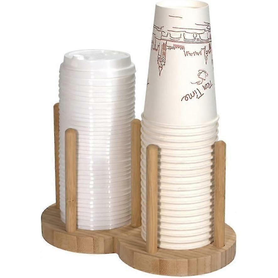 Wood Disposable Paper Cup Dispenser, Stablize Water Dispenser Cup Holder, Space Saving, Tea Cup Holder, Wooden Cup Stand Organiser For Tabletop, Count
