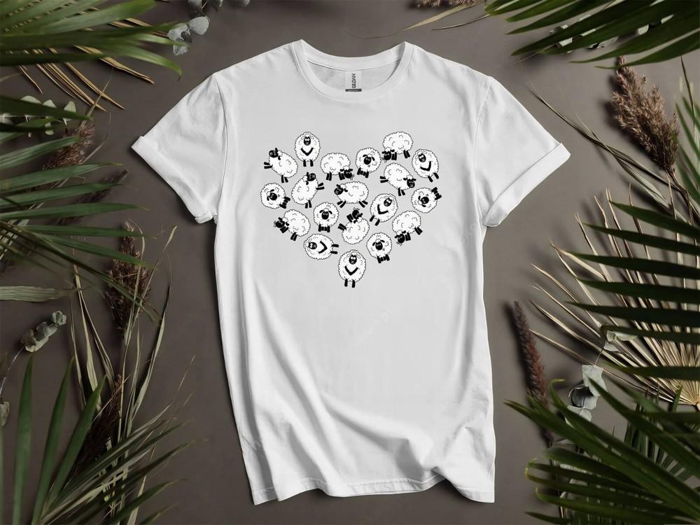 Cute Sheeps Heart Farm Lover T-shirt T Shirt Men Women Unisex Tshirt K95