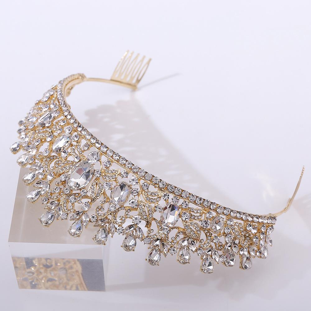 Wedding Hair Accessories Headband Forest Leaf Inlaid with Green Crystal Baroque Style Bridal Crown Hair Comb