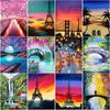 DIY 5D Diamond Painting Sunset Bridge Diamond Embroidery Scenery Cross Stitch Scenery Full Round Drill Home Decor Gift